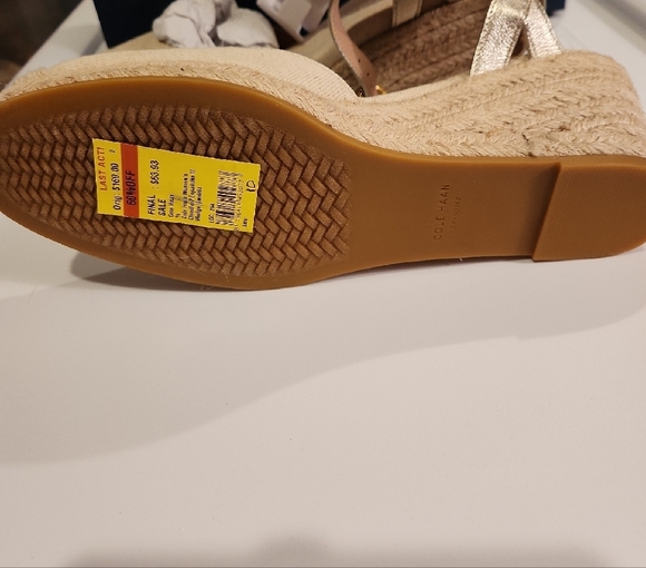 Cole Haan Linen Gold Espadrille Wedges Size 10 NIB - Picture 7 of 13